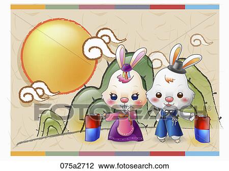 Illustration of Korean traditional rabbit's year in lunar calendar View Large Photo Image Stock Image - Illustration of Korean traditional rabbit's year in lunar calendar. Fotosearch
