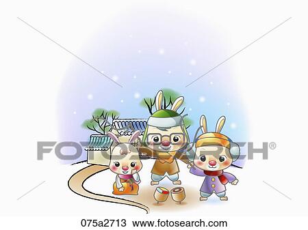 Illustration of Korean traditional rabbit's year in lunar calendar View Large Photo Image Stock Image - Illustration of Korean traditional rabbit's year in lunar calendar. Fotosearch