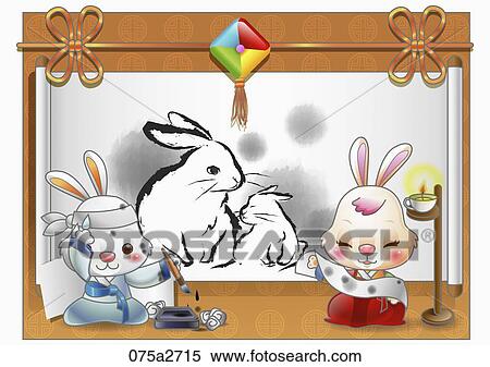 Illustration of Korean traditional rabbit's year in lunar calendar View Large Photo Image Stock Photography - Illustration of Korean traditional rabbit's year in lunar calendar. Fotosearch