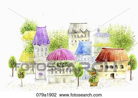 spring scene of hazy village View Large Photo Image Stock Image - spring scene of hazy village. Fotosearch