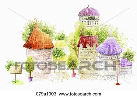 spring scene of hazy village View Large Photo Image Stock Image - spring scene of hazy village. Fotosearch