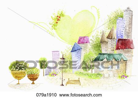 spring scene of hazy village View Large Photo Image Stock Image - spring scene of hazy village. Fotosearch