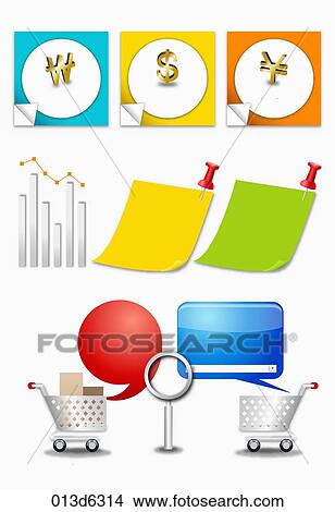 Picture - various types of widget icons. Fotosearch