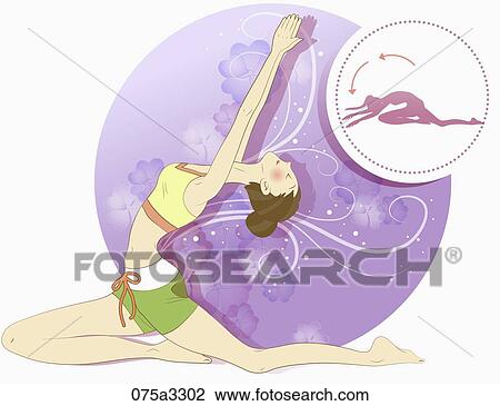 Stock Image - young woman exercising yoga. Fotosearch
