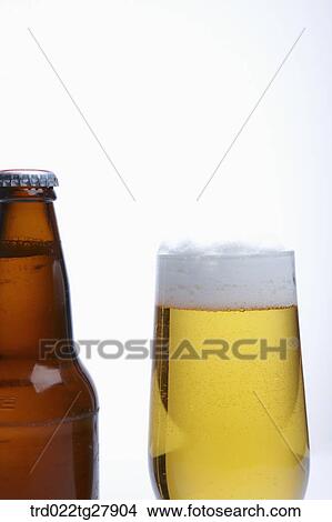 Picture - draft beers and bottled beers. Fotosearch