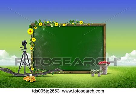 Drawing - background frame in spring color. Fotosearch