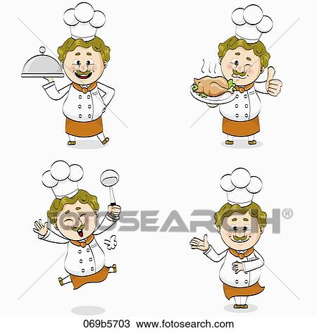 Drawing - characterization of cook. Fotosearch