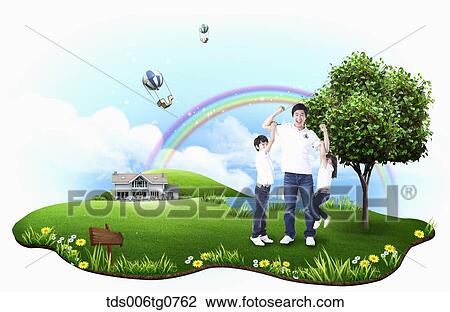 cordial family enjoying their time View Large Illustration Drawing - cordial family enjoying their time. Fotosearch
