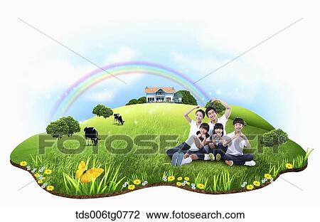 cordial family enjoying their time View Large Illustration Drawing - cordial family enjoying their time. Fotosearch