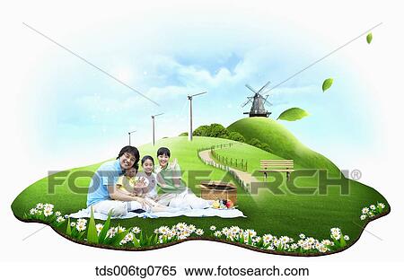 Stock Illustration - cordial family enjoying their time. Fotosearch