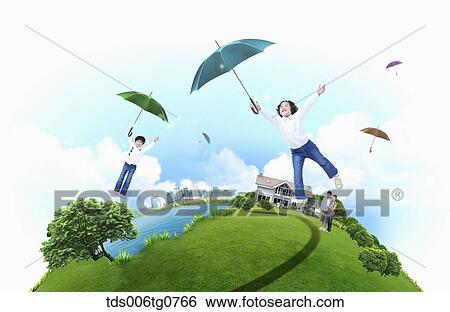 Stock Illustration - cordial family enjoying their time. Fotosearch