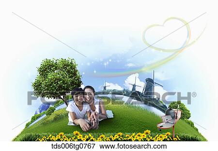 Stock Illustration - cordial family enjoying their time. Fotosearch