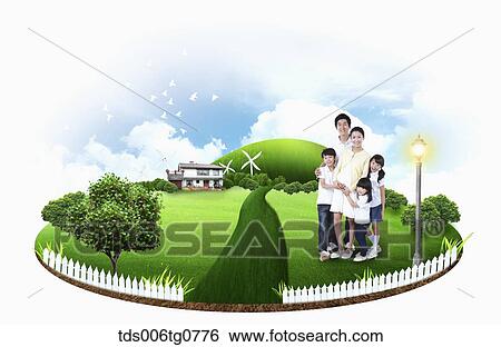 Stock Illustration - cordial family enjoying their time. Fotosearch