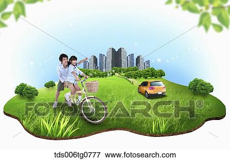 Stock Illustration - cordial family enjoying their time. Fotosearch