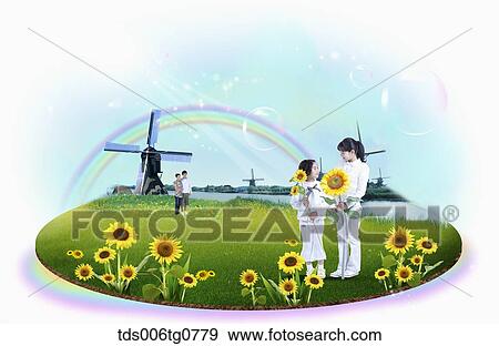 Stock Illustration - cordial family enjoying their time. Fotosearch