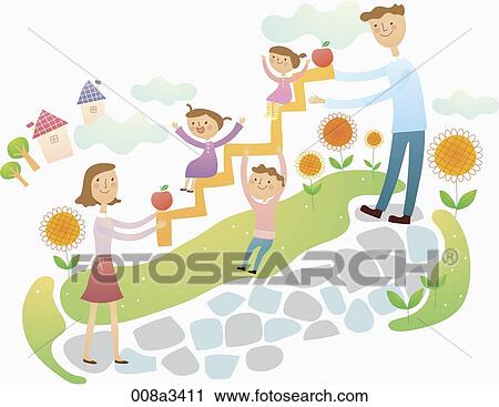 Clip Art - cordial family spend happy time altogether. Fotosearch