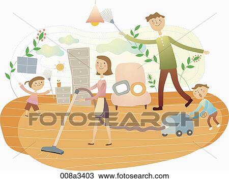 Drawing - cordial family spend happy time altogether. Fotosearch