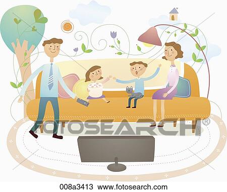 cordial family spend happy time altogether View Large Illustration Drawing - cordial family spend happy time altogether. Fotosearch