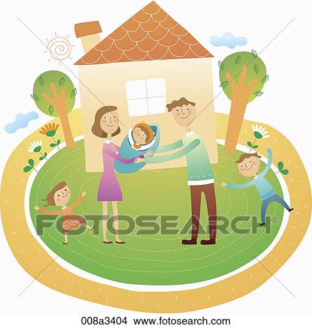 Stock Illustration - cordial family spend happy time altogether. Fotosearch