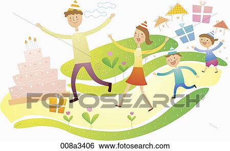 Stock Illustration - cordial family spend happy time altogether. Fotosearch