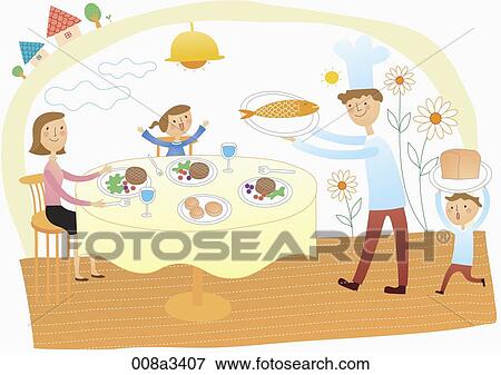 Stock Illustration - cordial family spend happy time altogether. Fotosearch