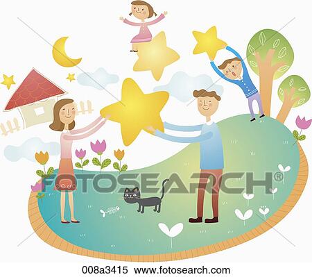 Stock Illustration - cordial family spend happy time altogether. Fotosearch