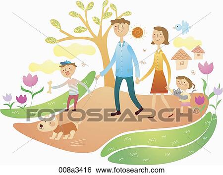 Stock Illustration - cordial family spend happy time altogether. Fotosearch