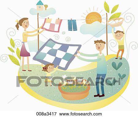 Stock Illustration - cordial family spend happy time altogether. Fotosearch