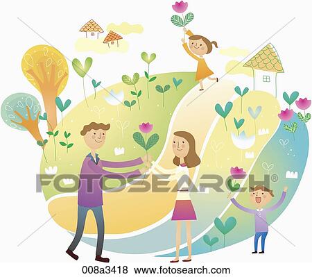 cordial family spend happy time altogether View Large Illustration Stock Illustration - cordial family spend happy time altogether. Fotosearch