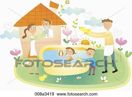 cordial family spend happy time altogether View Large Illustration Stock Illustration - cordial family spend happy time altogether. Fotosearch
