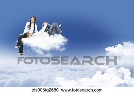Clipart - couple taking rest together. Fotosearch
