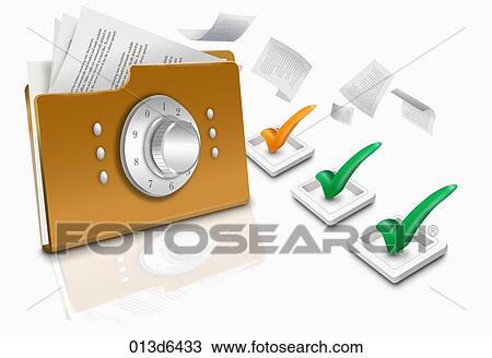 Drawing - document and security. Fotosearch