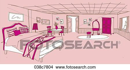 drawing illust of bedroom View Large Illustration Stock Illustration - drawing illust of bedroom. Fotosearch