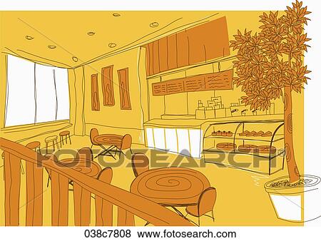 drawing illust of café View Large Illustration Stock Illustration - drawing illust of café. Fotosearch