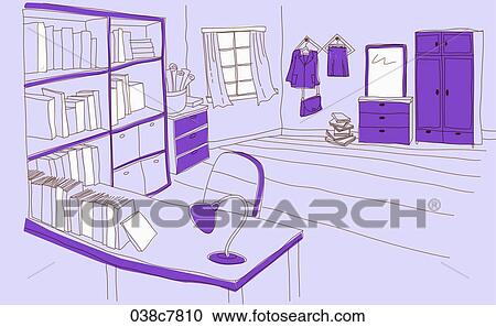 Clipart - drawing illust of room. Fotosearch