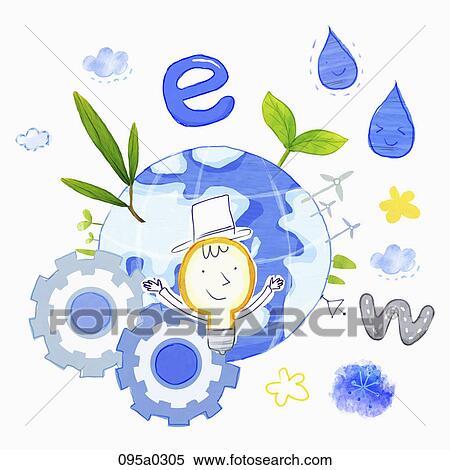 eco and wind power View Large Illustration Stock Illustration - eco and wind power. Fotosearch