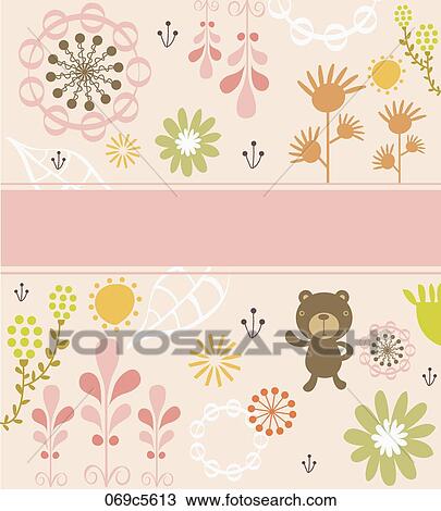 flowers and bear View Large Illustration Drawing - flowers and bear. Fotosearch