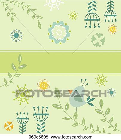 Stock Illustration - flowers and bird. Fotosearch