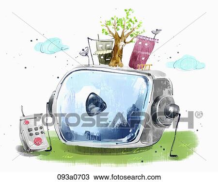 Drawing - global internet environment. Fotosearch