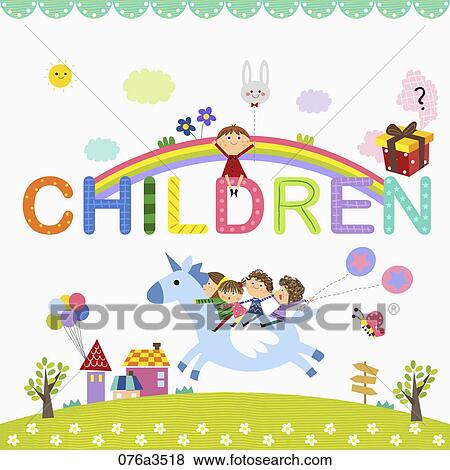 happy children enjoying their time View Large Illustration Stock Illustration - happy children enjoying their time. Fotosearch