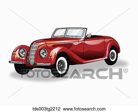 illustration of vintage item red car View Large Illustration Drawing - illustration of vintage item red car. Fotosearch