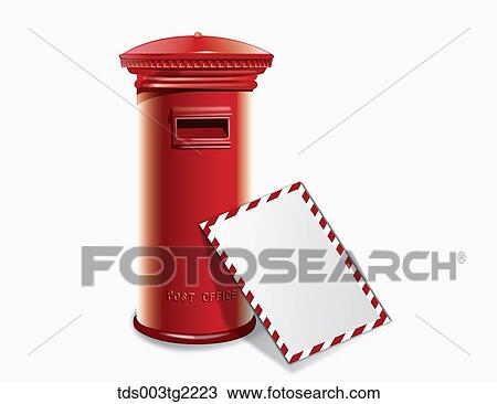 illustration of vintage item red postbox View Large Illustration Drawing - illustration of vintage item red postbox. Fotosearch