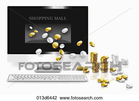 Drawing - internet shopping. Fotosearch