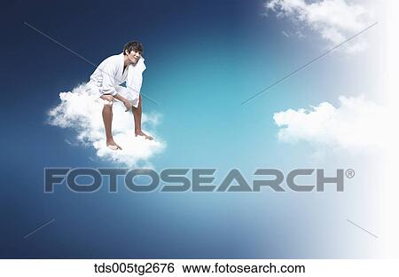 Stock Illustration - man wipe his face with towel. Fotosearch
