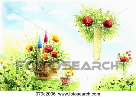 spring scenery View Large Illustration Stock Illustration - spring scenery. Fotosearch
