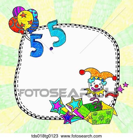 Drawing - toys in frame. Fotosearch