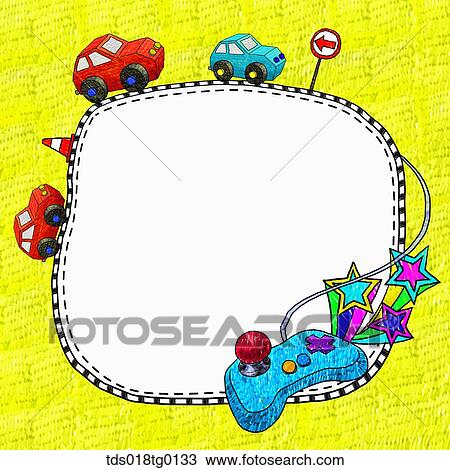 toys in frame View Large Illustration Drawing - toys in frame. Fotosearch