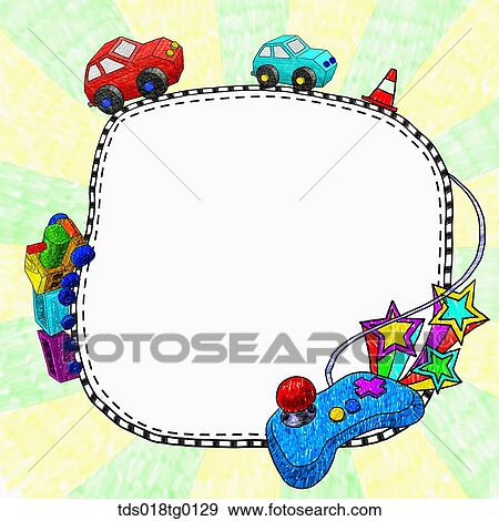 Stock Illustration - toys in frame. Fotosearch