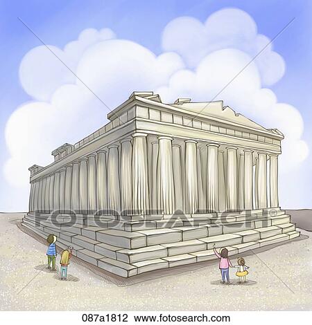 Drawing - travel landmarks in Greece. Fotosearch