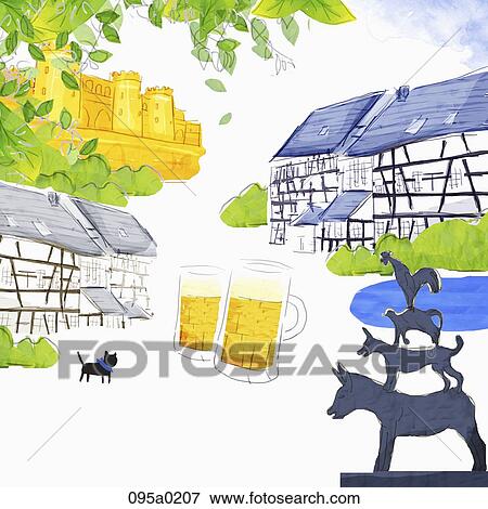Stock Illustration - travel landmarks of Germany. Fotosearch